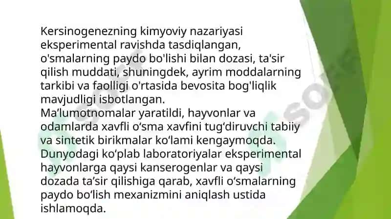 Kanserogen agentlar va ularning hujayralar bilan o’zaro ta’siri 8