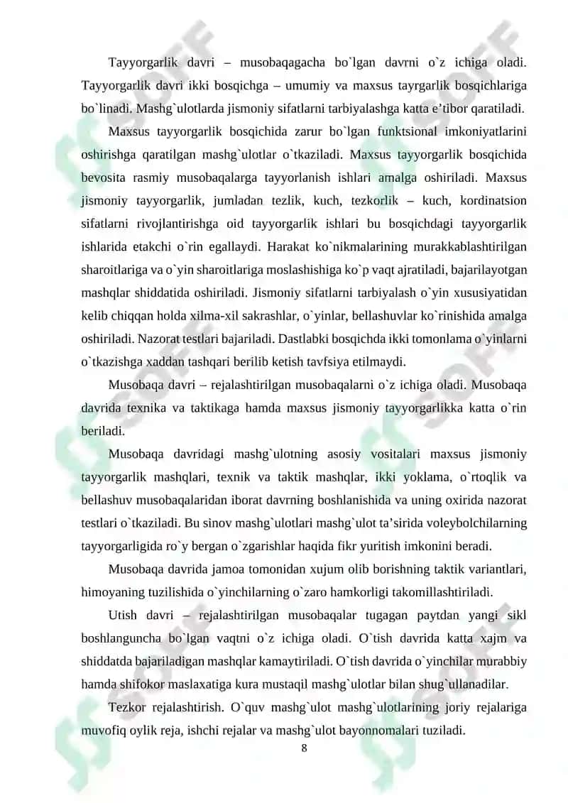 UMUMTA’LIM MAKTABLARNING JISMONIY TARBIYA DARSLARIDA VOLEYBOL BO‘YICHA MASHG‘ULOTLARNI O‘TKAZISH USLUBIYATI 8