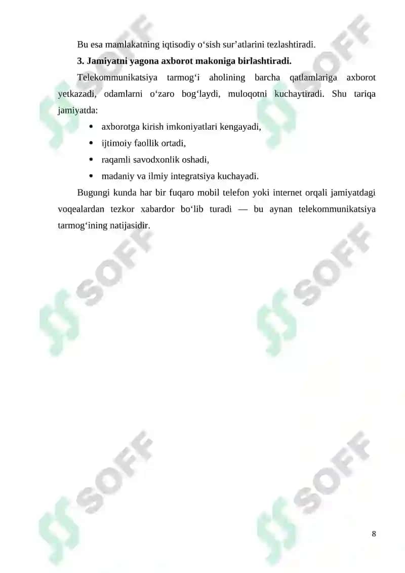 Milliy telekommunikatsiya tarmoqlarini qurish tamoyili 8