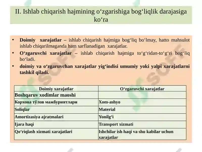 Iqtisodiy Xarajatlar va Foyda 8