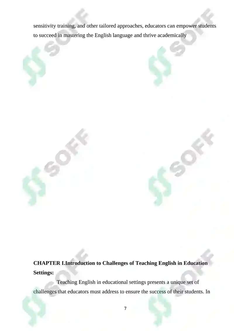 "Study the specific challenges and strategies of English in education settings" 8