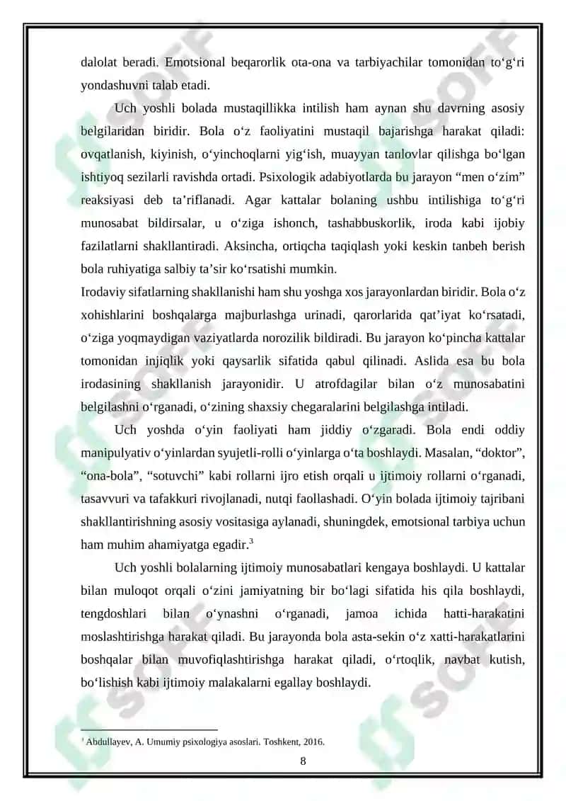 Uch yoshli bolalarning psixologik xususiyatlari 8