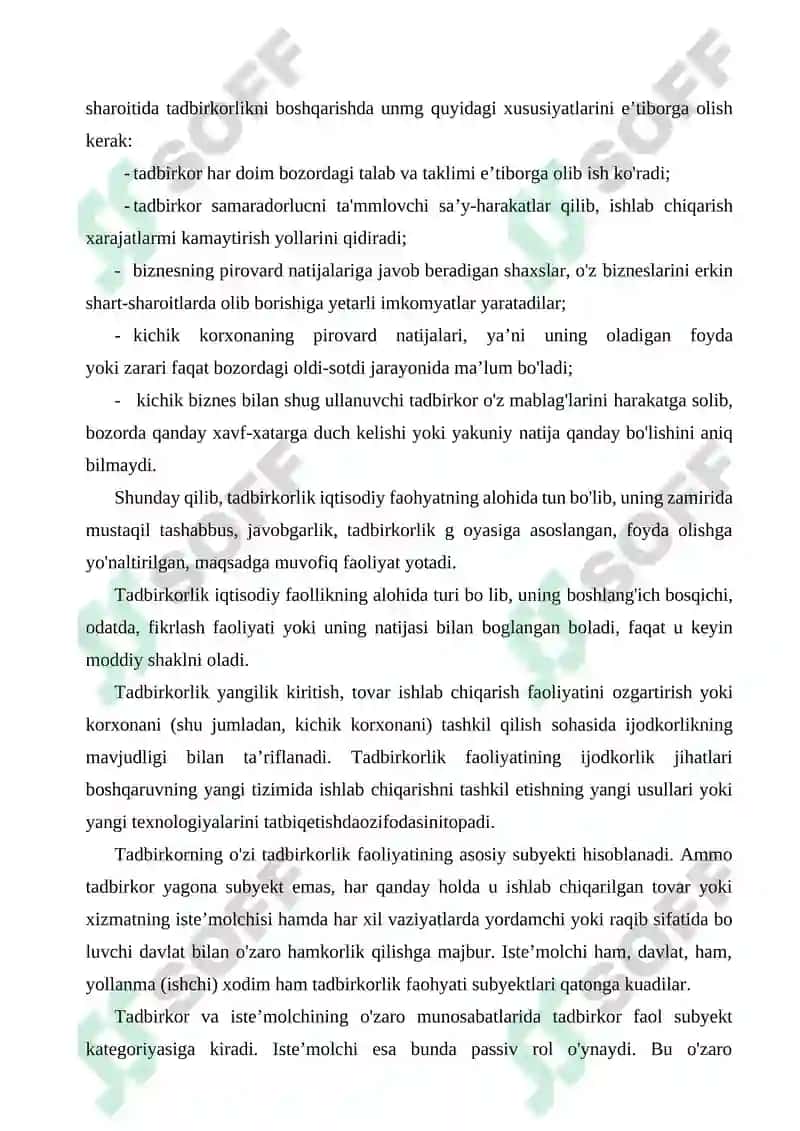 Kichik biznes va tadbirkorlik muhiti va unga ta'sir etuvchi omillar 8