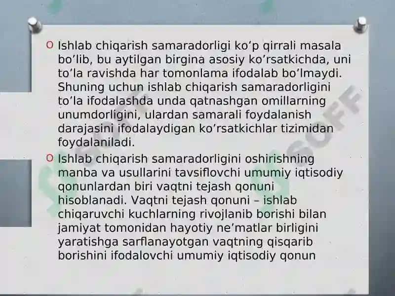 Ishlab chiqarishni iqtisodiy va ijtimoiy samaradorligi 8