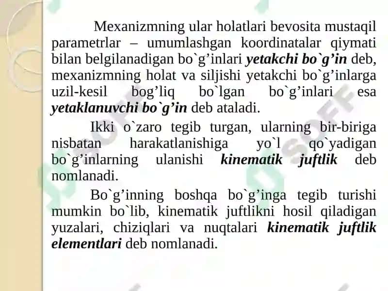 MEXANIZM VA MASHINALAR NAZARIYASI 8