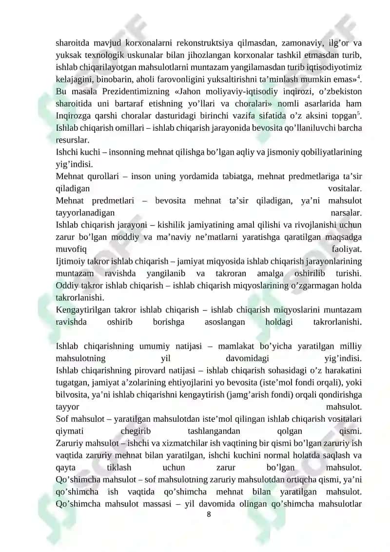 Ishlab chiqarish omillari va ularning amillari 8