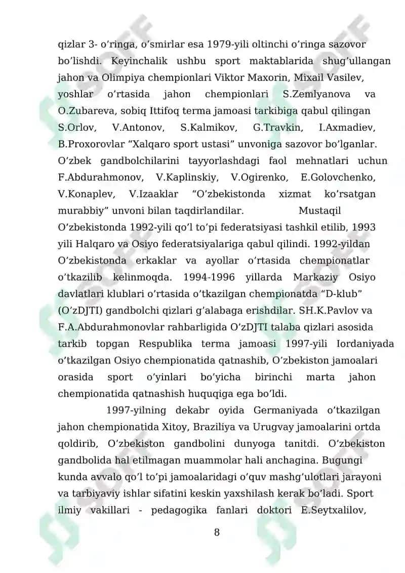 Gandol sportining nazariy asoslari va musobaqa tizimining shakllanishi 8