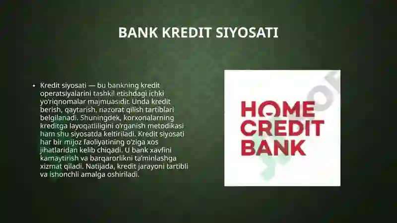 Bankmijozining kredit galayoqatliligini tahlili 8