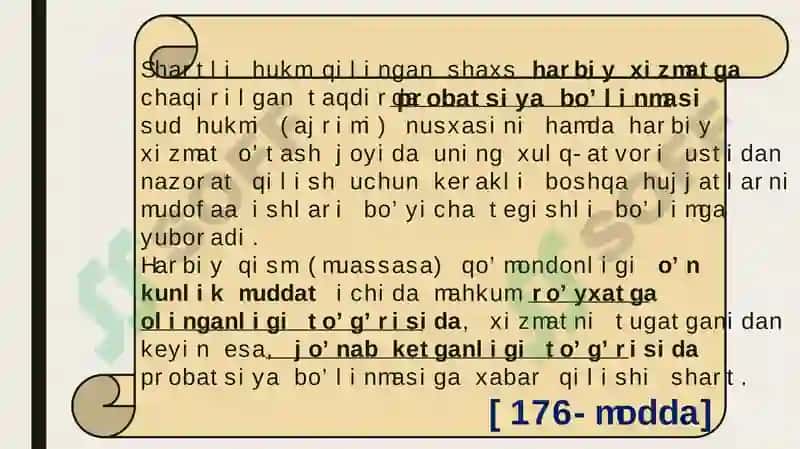 mahkumlarga nisbatan boshqa huquqiy ta'sir choralarini ijro etish 8