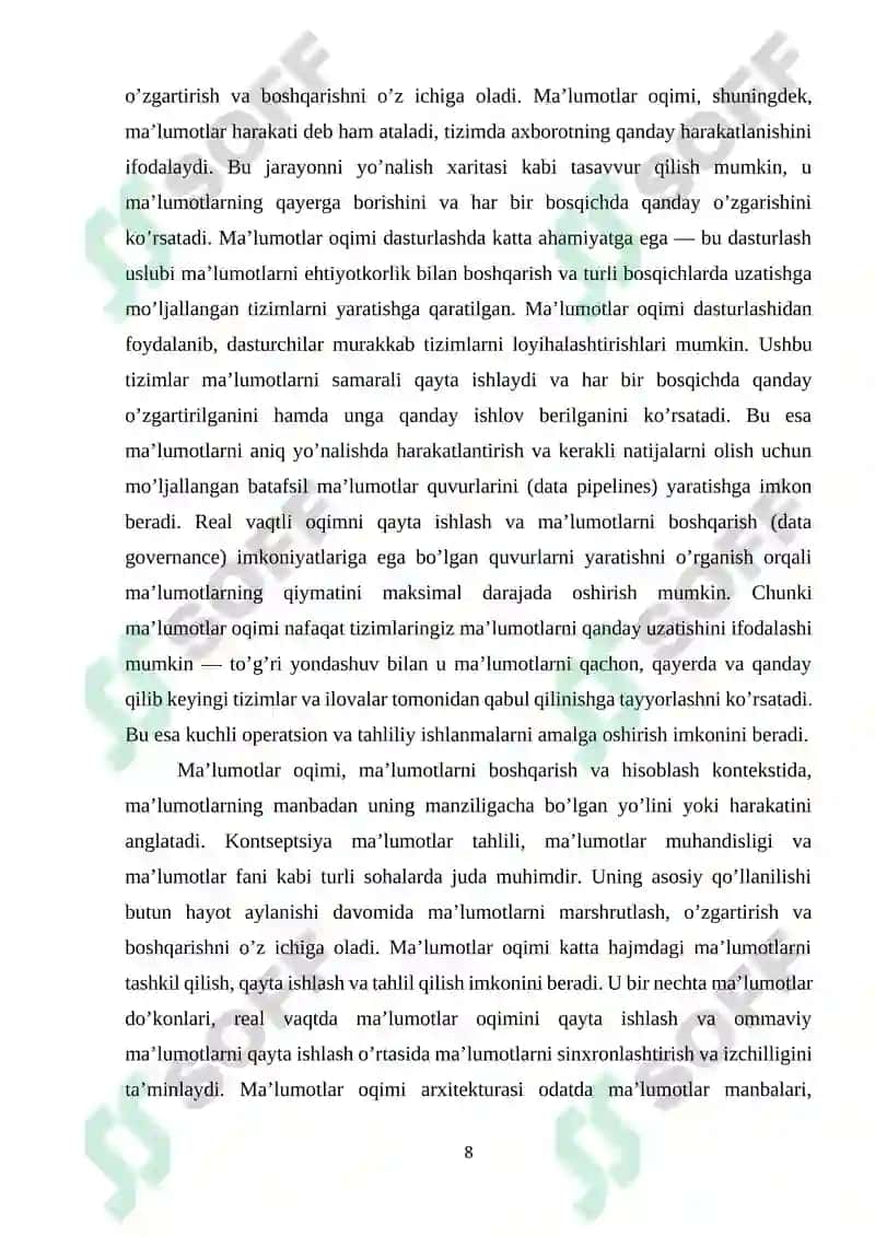 Ma’lumotlar oqimini tahlil qilish 8