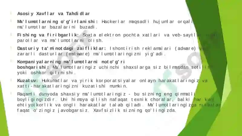 IJTIMOIY MEDIADA TAHDID VA XAVF-XATARLAR 8