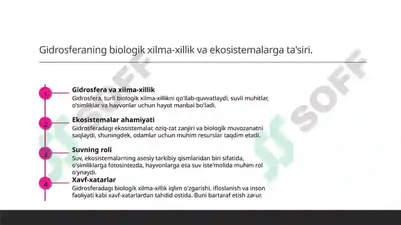 Yerning gidrosfera qobig'ining tuzilishi 8