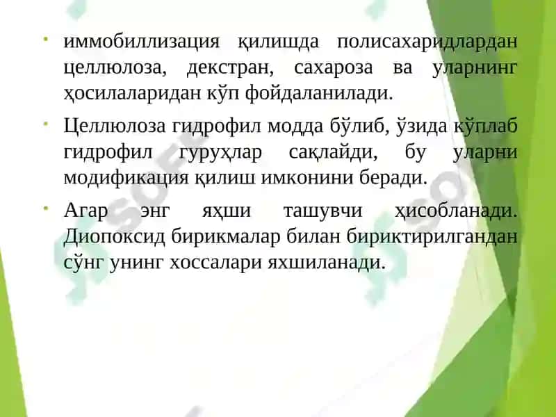 Ферментларни иммобиллизацияқилиш усуллари 8