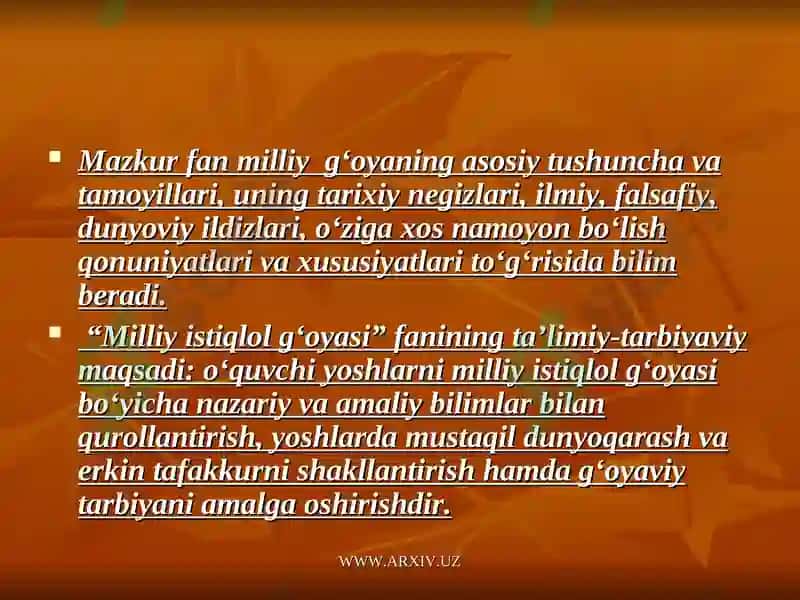 Davlat ta’lim standartlari o’quv reja, o’quv dasturining mohiyati va mazmunida tayyorlagan 8
