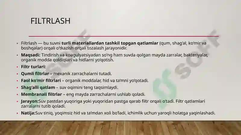 Ichimlik suviga bo‘lgan gigienik talablar va sifatini ustidan nazorati 8