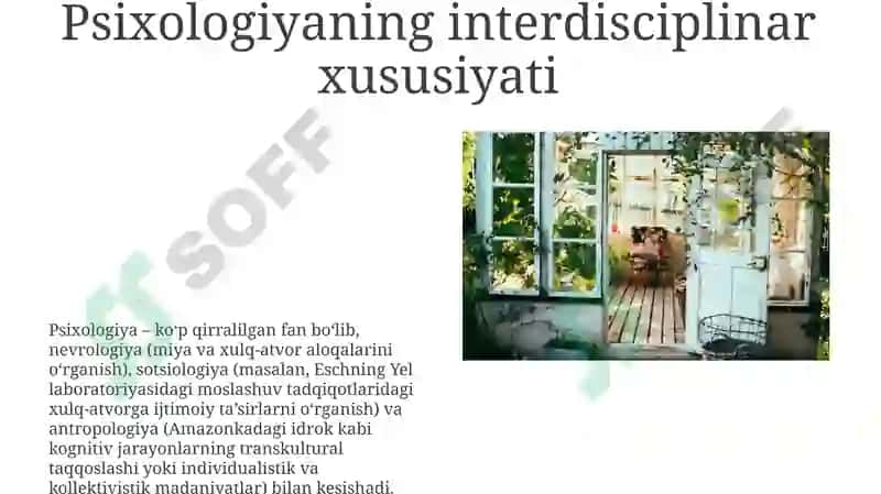 Psixologiya fanining predmeti va fanlar tizimida tutgan oʻrni 8