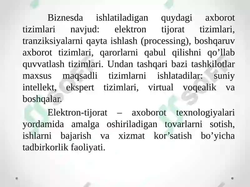 Axborot tizimlari va ularning boshqarishdagi ahamiyati 8