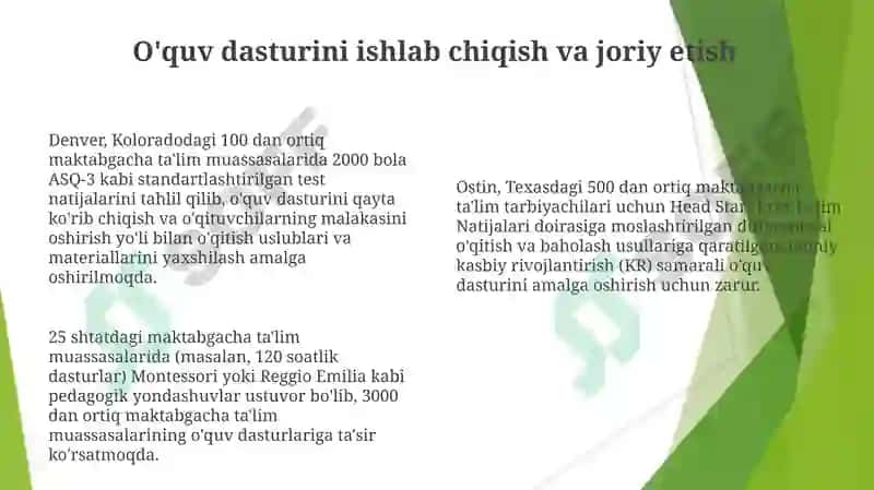 Erta bolalik ta'limi sifatini ta'riflash 8