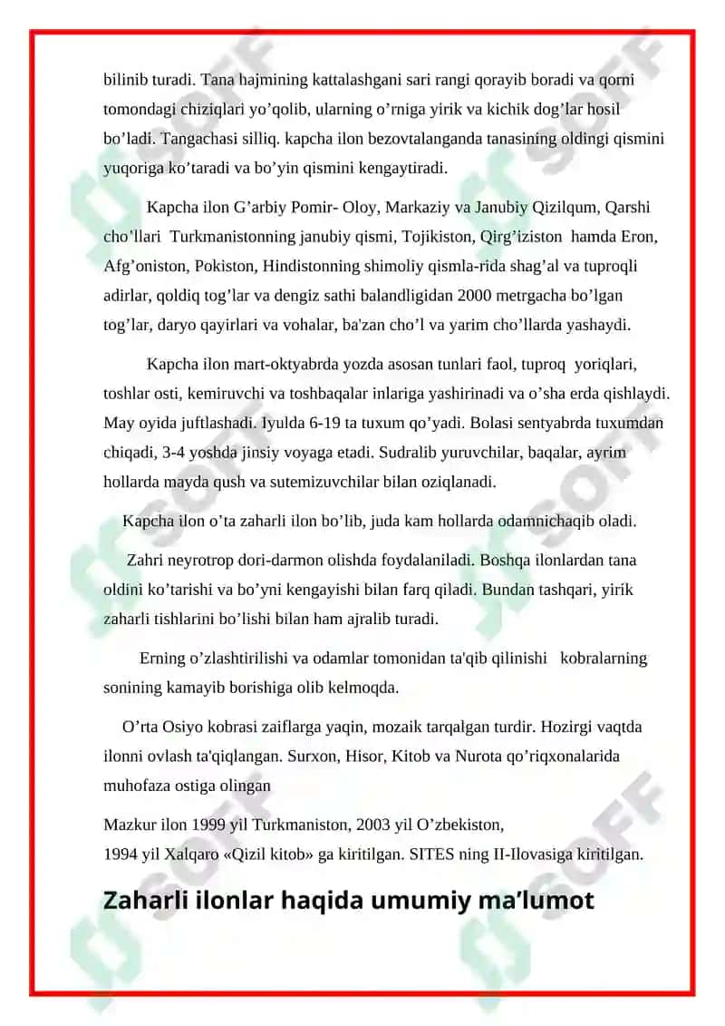 Sudralib yuruvchilar (Reptilia) sinfi kurs ishi 8