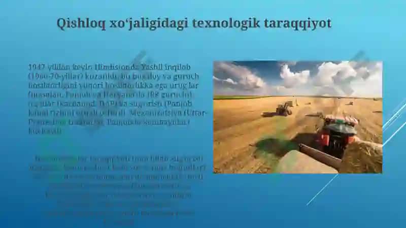 Qishloq xoʻjaligidagi texnologik taraqqiyot 8