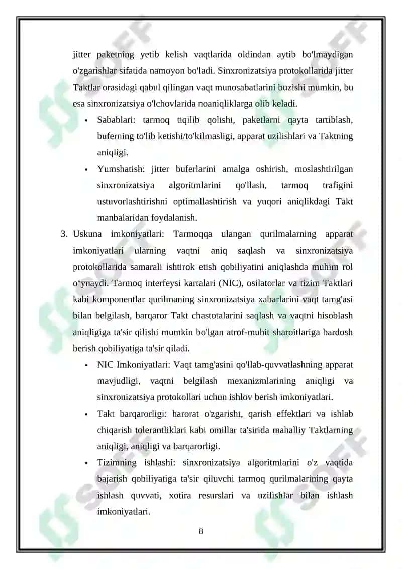 Takt sinxronizatsiyasini tuzulish prinsipi haqida umumiy maʼlumotlar 8