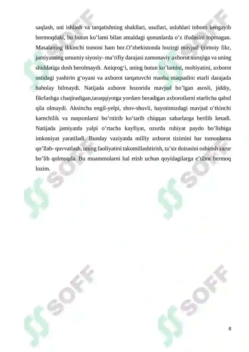 AXBOROT-PSIXOLOGIK XURUJLARNING YOSHLAR TARBIYASIGA XAVF SOLISH HOLATLARINING OLDINI OLISHGA QARATILGAN TADBIRLARNI O‘TKAZISH 8