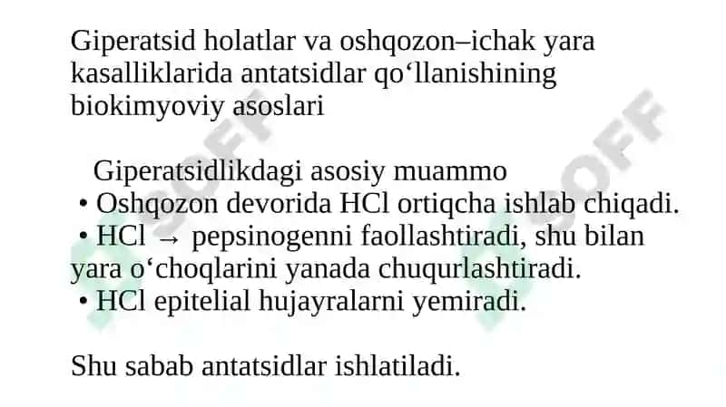 Oshqozon suyuqligi tashhisining klinik ahamiyati. Giperatsid holatlarda va oshqozon-ichak yara kasal 8