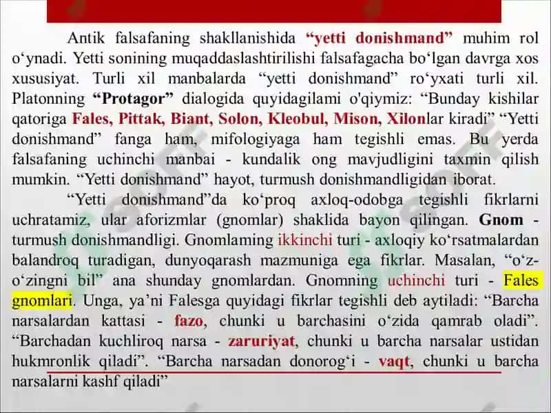 Qadimgi Yunonistonda falsafiy fikrlarni rivoji 8