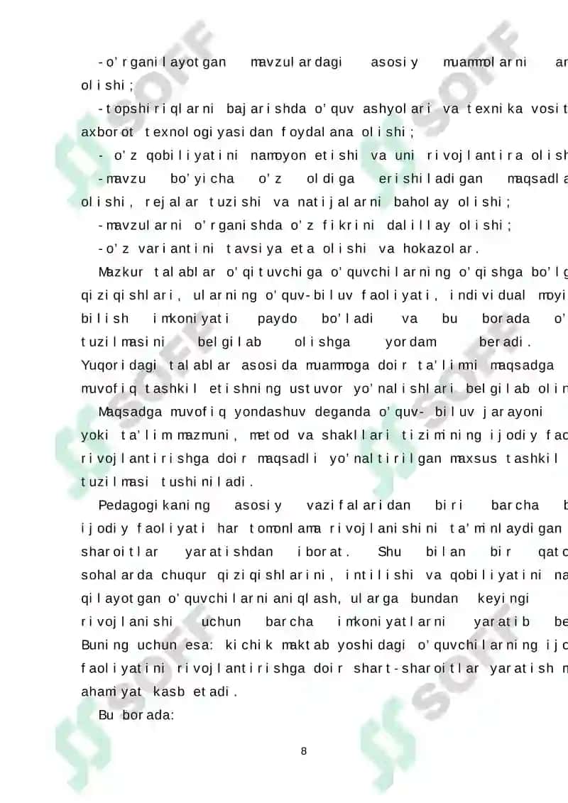Boshlangʻich sinf oʻquvchilarida ijodiy tasavvurni rivojlantirish imkoniyatlari 8
