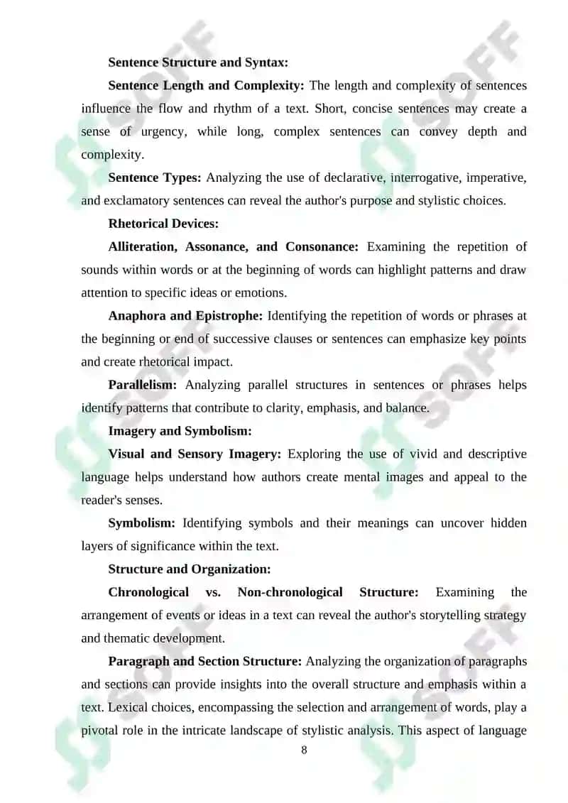 A STYLISTIC ANALYSIS WITH A FOCUS ON LEXICAL EXPRESSION 8