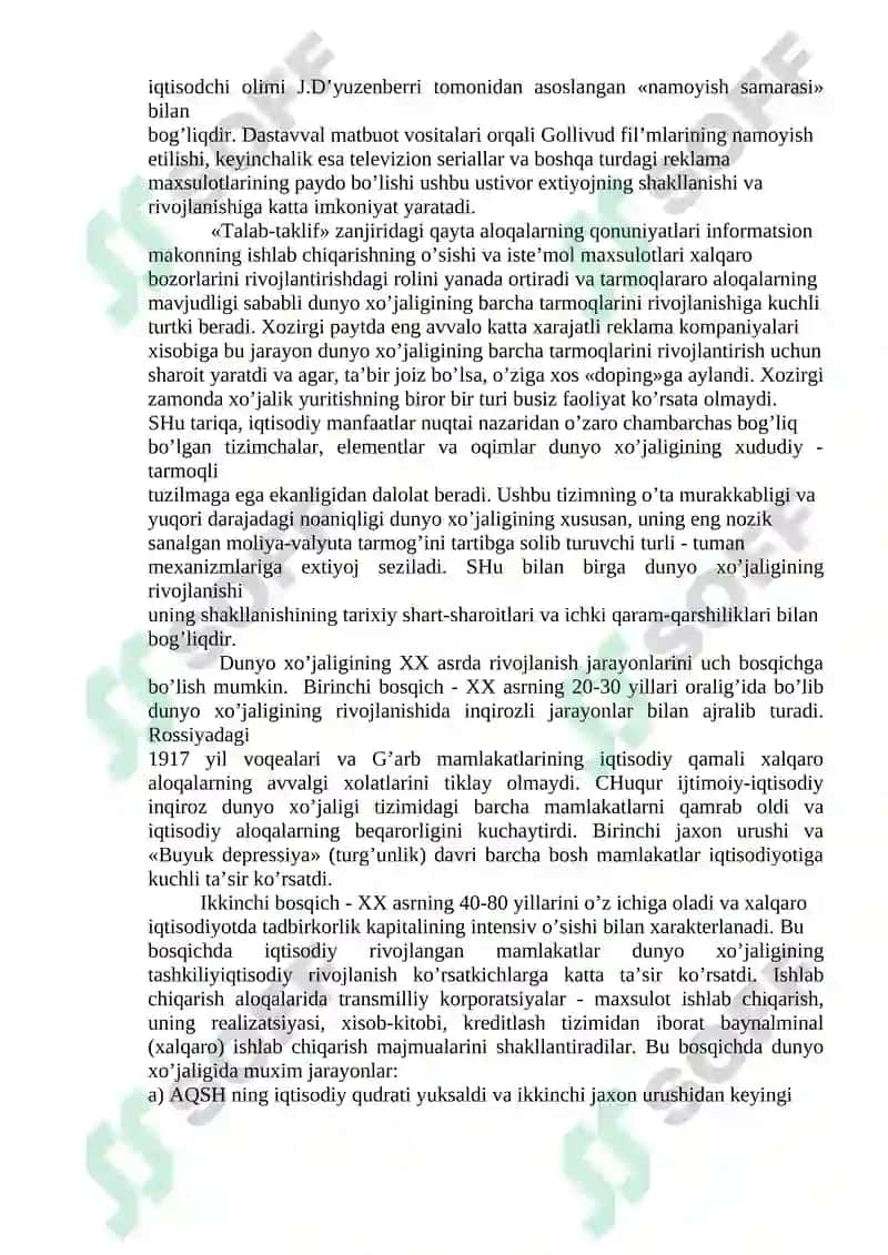 JAHON XOʻJALIGI TARAQQIYOTINING XOZIRGI ZAMON XUSUSIYATLARI 8