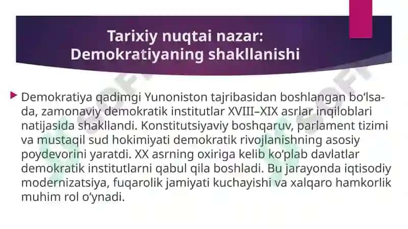 institutsional nuqtai nazardan aftokratikva demokratik boshqaruv modellar 8