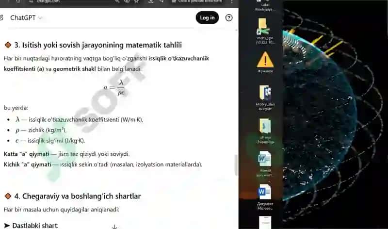 Barqaror va Nobarqaror issiqlik o'tkazuvchanlik hodisasi slayd 8