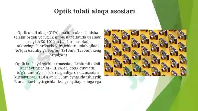 Optik regeneratorlar va optik kuchaytirgichlar 8