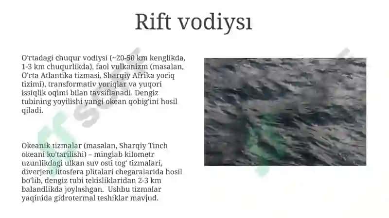 Dunyo okeani suv osti relyefi xususiyatlari 8
