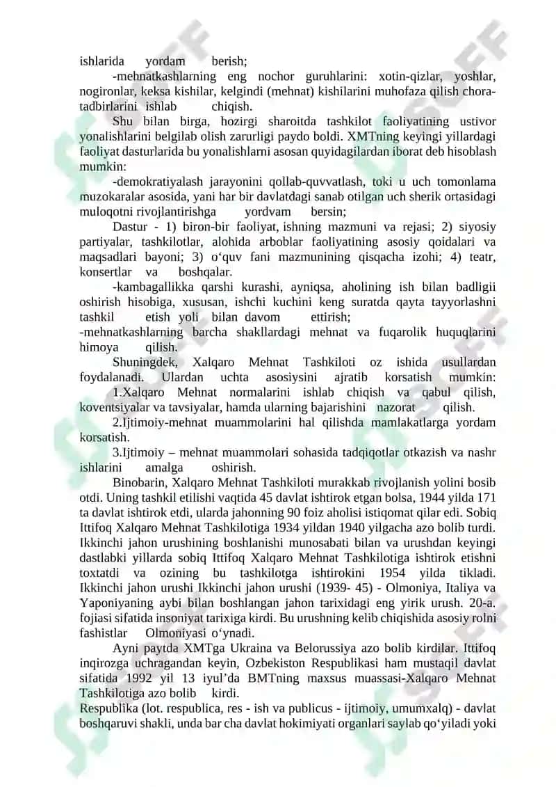 Mehnat munosabatlari va ularning o’zbekistondatartibga solinishi 8