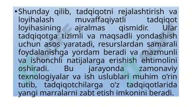 Tadqiqot Usullari va Ko'nikmalar 8