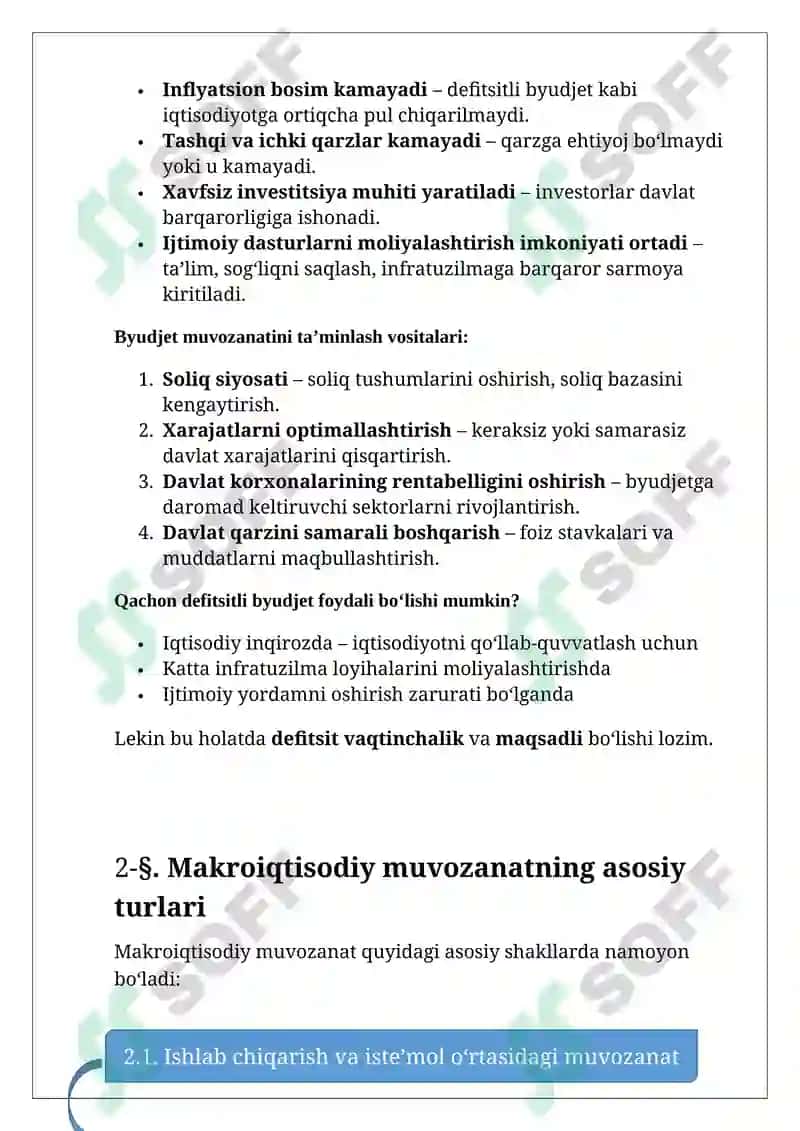 Makroiqtisodiy muvozanatlilikning mohiyati va unga erishish yo‘llari 8