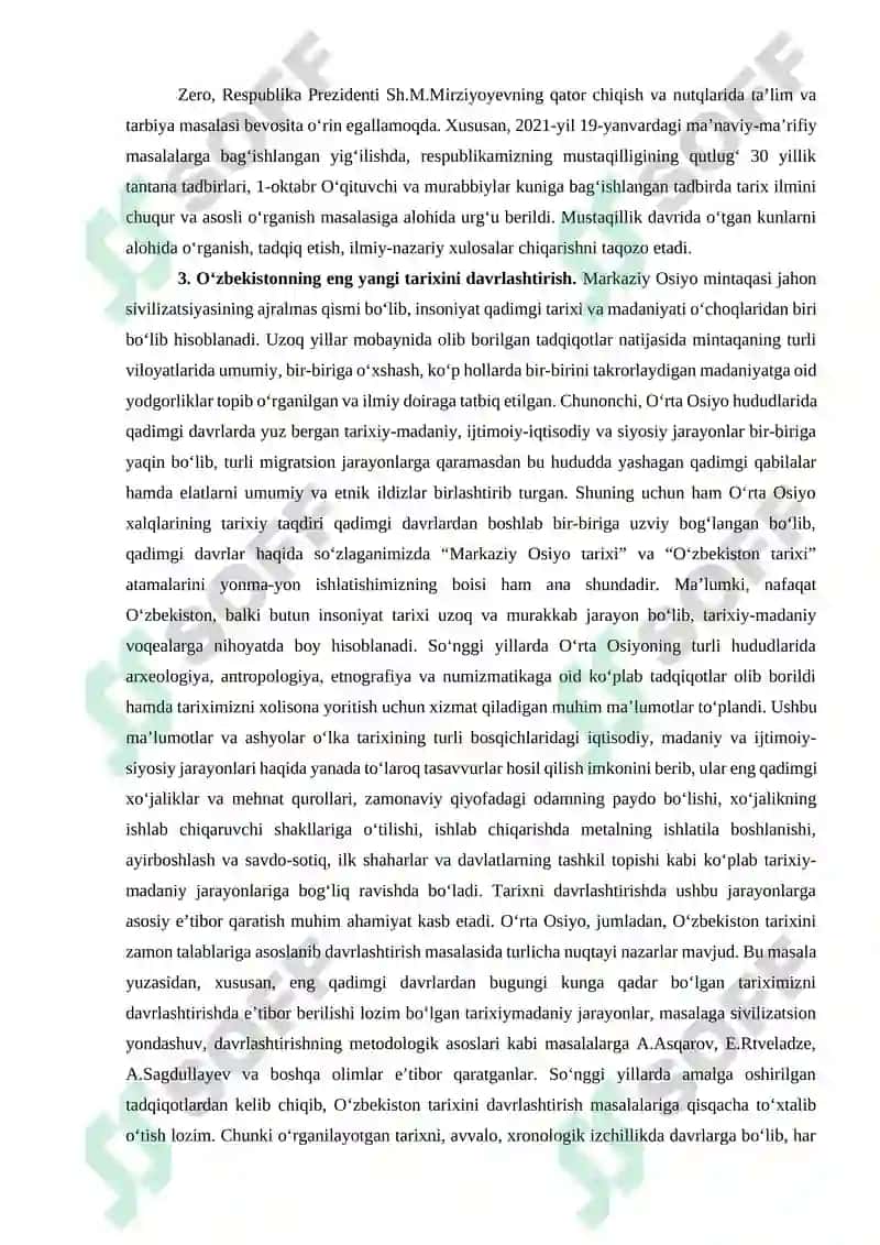 O'zbekistonning eng yangi tarixi fanining peredmeti va vazifzsi 8