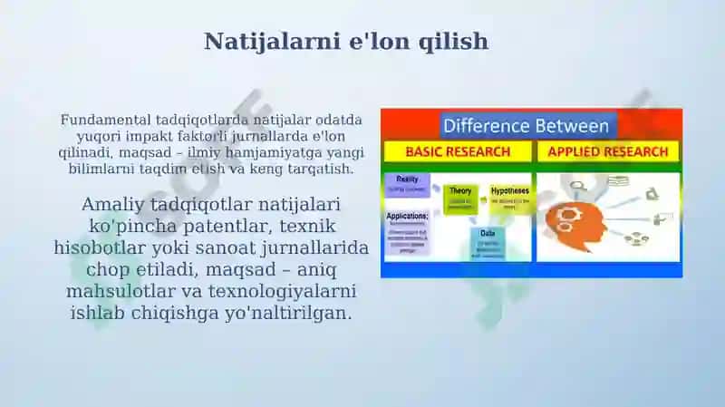Fundamental va amaliy tadqiqotlarning biologiyadagi farqlari 8