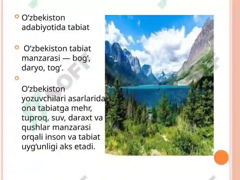 Tabiatga oid O'zbekiston va jaxon yozuvchilarning ilmiy hikoyalarni to'plash o'rganish va tahlil qil 8