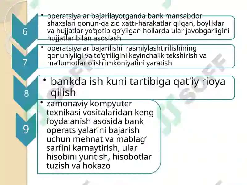 Banklar da buxgalteriya hisobini tashkil qilish asoslari 8