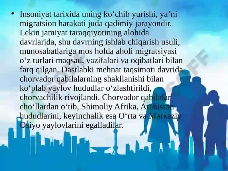Aholining mexanik (migratsiya) harakati 8