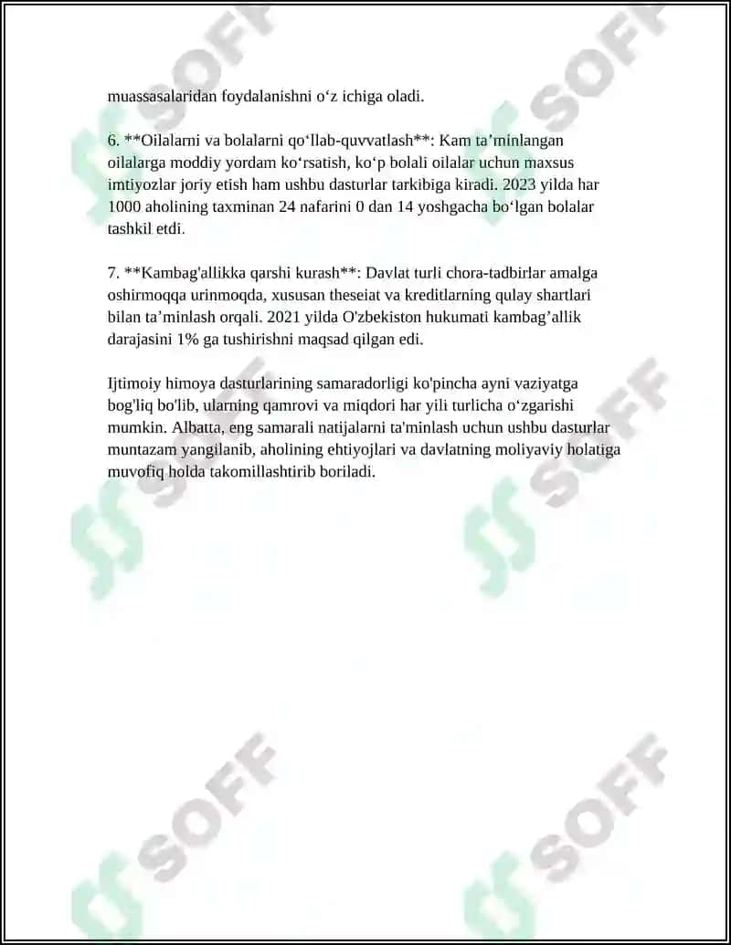 O'ZBEKISTONDA IJTIMOIY SOHADA AMALGA OSHIRILAYOTGAN O'ZGARISHLAR MAZMUN VA MOHIYATI 8