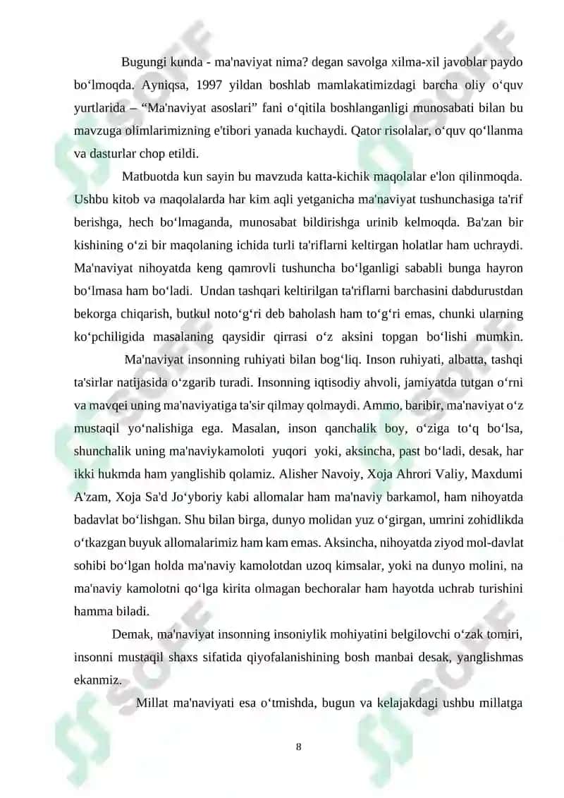 "Mustaqillik yillarida Oʻzbekistonda milliy urf-odatlar,qadriyatlar va an'analarnining qayta tiklanishi" 8