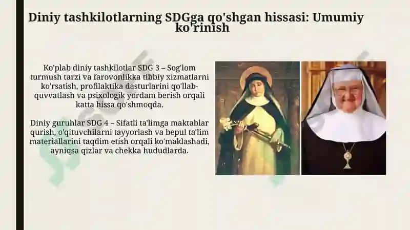 Xalqaro diniy tashkilotlar tarixi va ularning barqaror rivojlanish maqsadlariga qo‘shayotgan hissasi 8