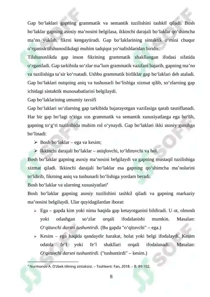 Ikkinchi darajali boʻlaklar 8