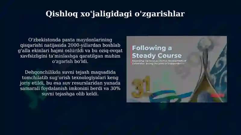 O'ZBEKISTON MUSTAQILLIGI VA IQTISODIY RIVOJLANISH 8
