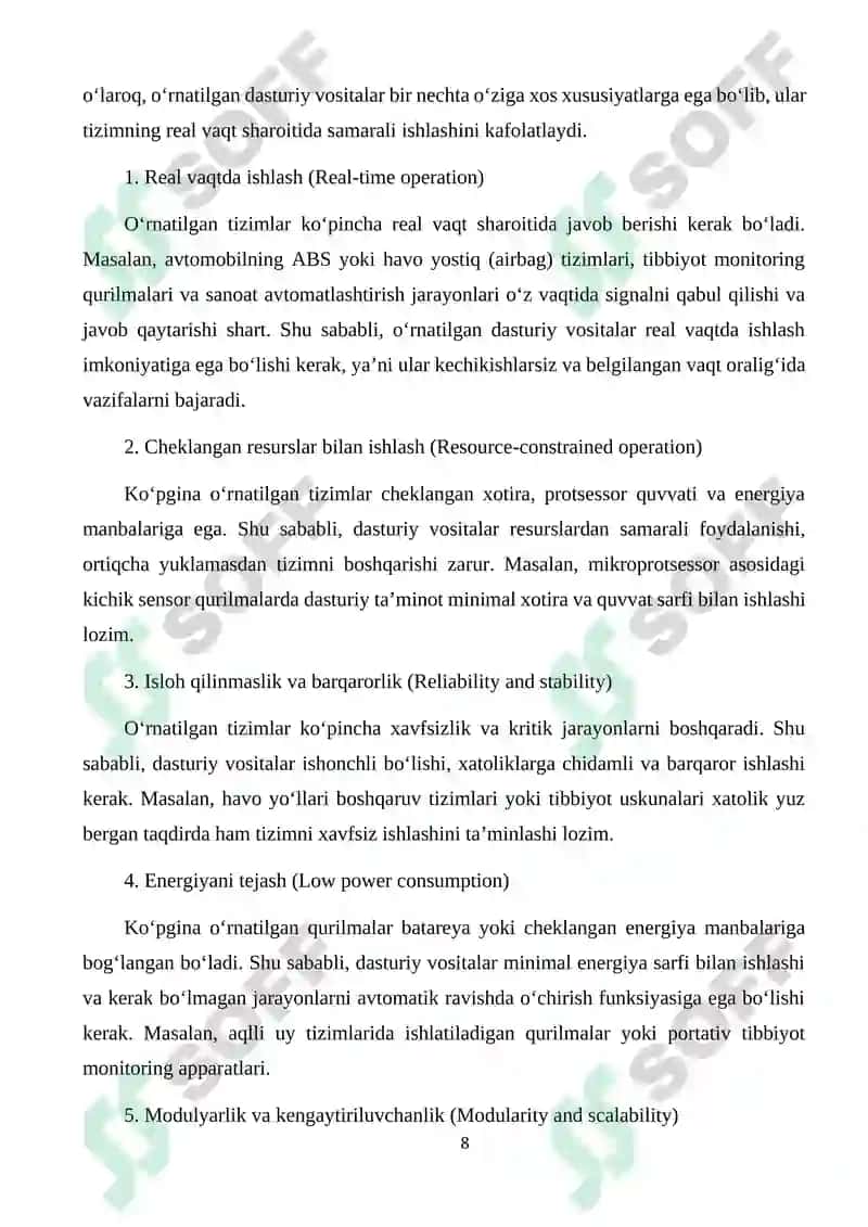 O'rnatilgan dasturiy vositalar va dasturlash tillari sharhi 8