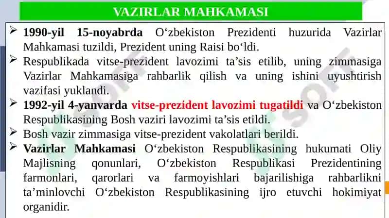 O‘zbekistonda demokratik fuqarolik jamiyati asoslarining shakllanishi 8
